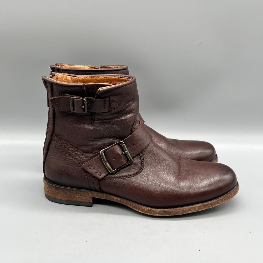 Frye Boots Women 6.5 Brown Leather Tyler Engineer Zip Moto Shoes Boho